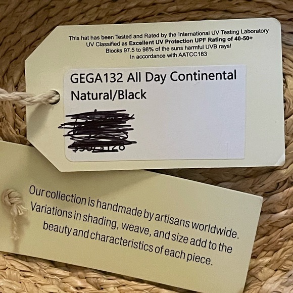 NWT Hat Attack “All Day Continental” Sunhat in Natural Black-One size fits most - Picture 6 of 6